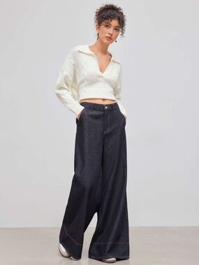 CIDER DENIM HIGH RISE INDGO BLUE WIDE LEG JEANS 💗